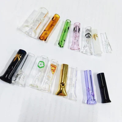 Puntali con filtro in vetro personalizzati a bocca piatta e rotonda Accessori per fumatori